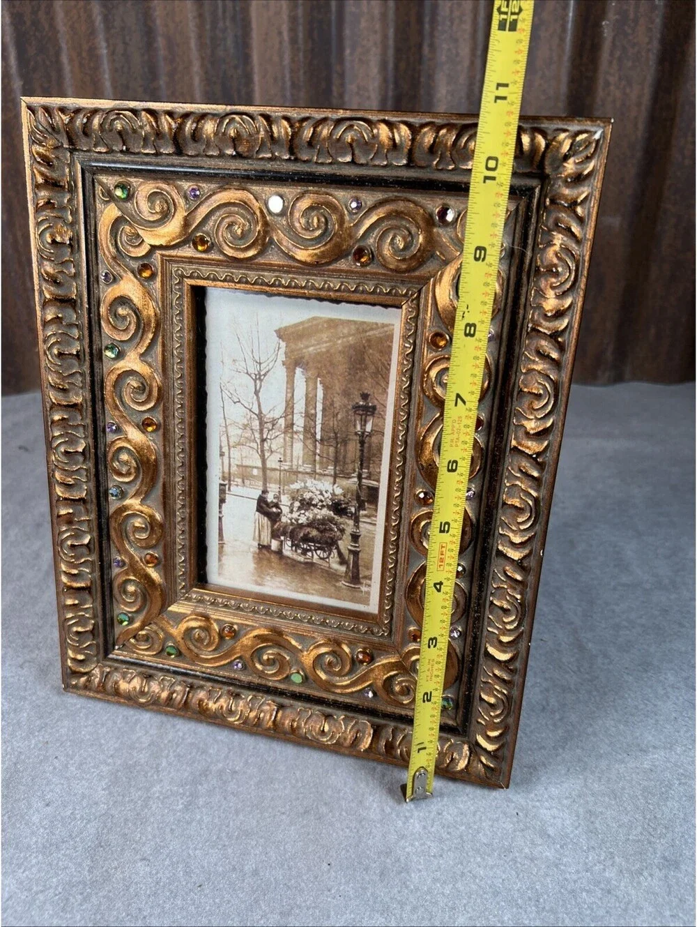 Vintage Ornate Heavy Resin Gold Rose Floral Picture Frame Tabletop Decor Baroque